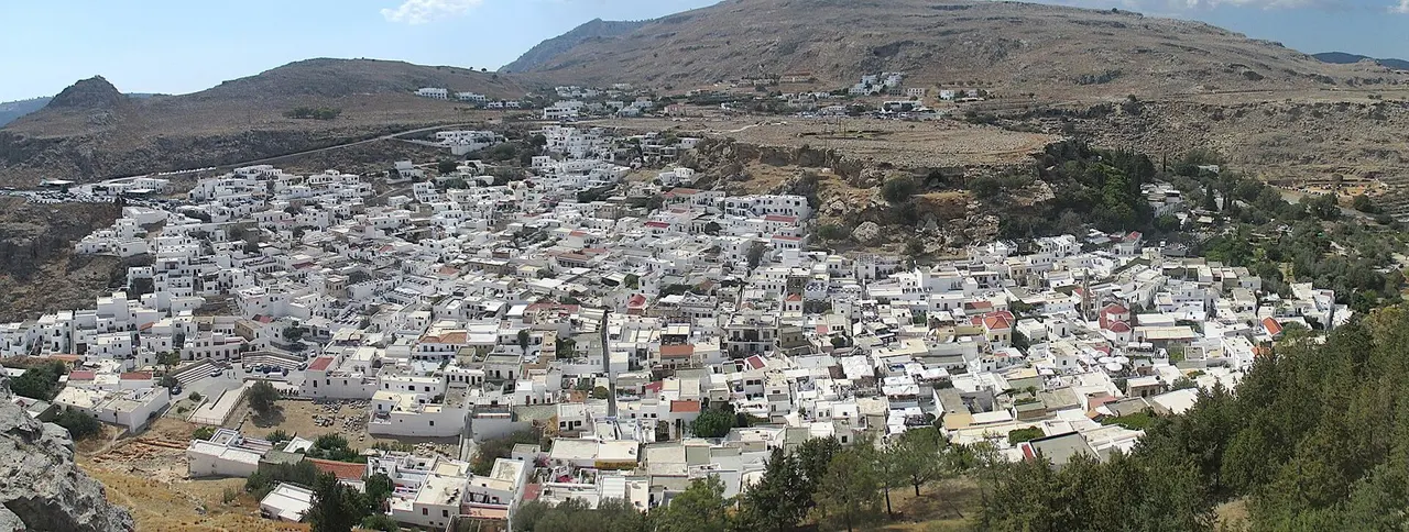 Родос: Lindos village panorama from acropolis